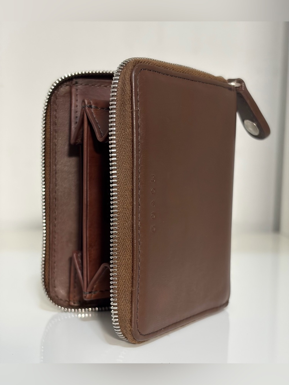 Vintage Coach Glove Tanned Chocolate Leather Zip-Around Wallet & Coin Purse - Picture 3 of 16